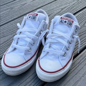 Converse Kids White Canvas Low-Top Sneakers with Red Trim